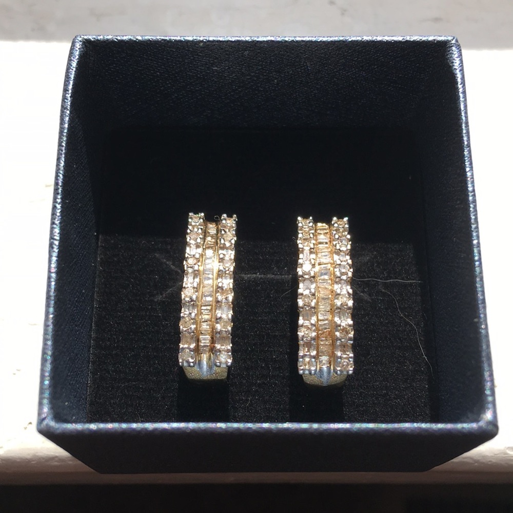 10k Yellow Gold Genuine Diamond Earrings